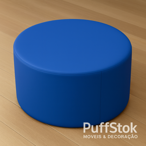 Puffs Redondos Azul Royal da PuffStok em estofado sofisticado e versátil