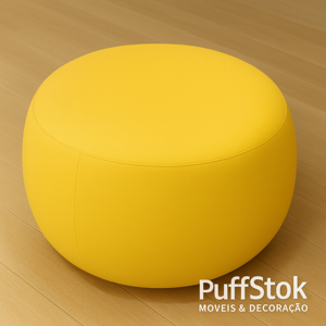 Puffs Redondos Amarelo da PuffStok em estofado moderno e confortável para decoração