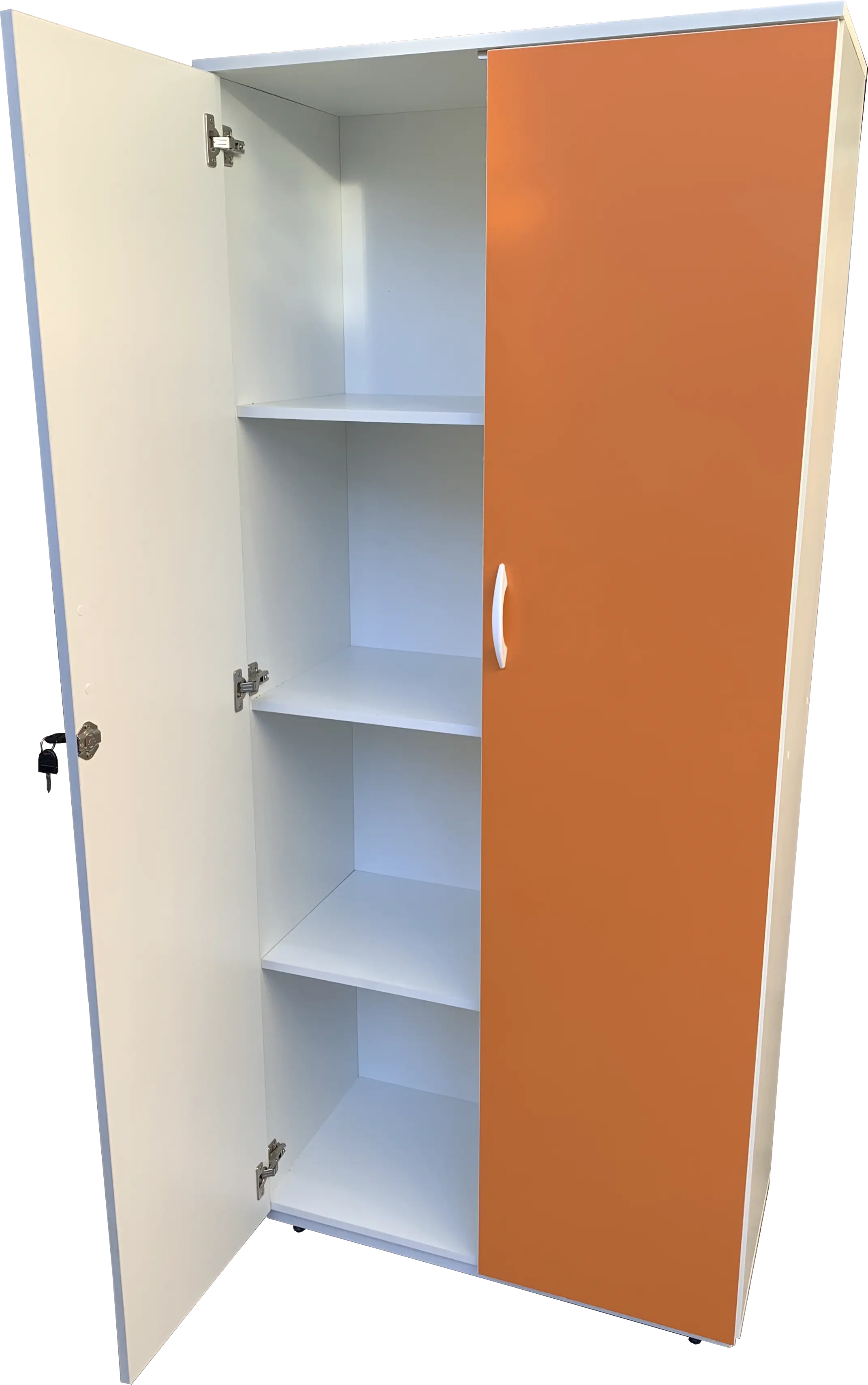Armario Professor 180Cm Porta Laranja Prateleiras