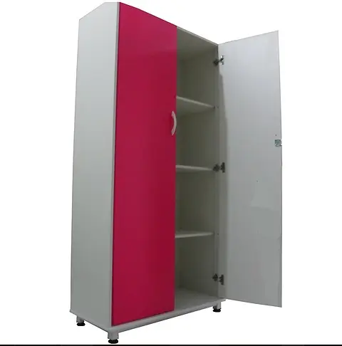 Armario Professor 180Cm Portas Rosa E Cinza