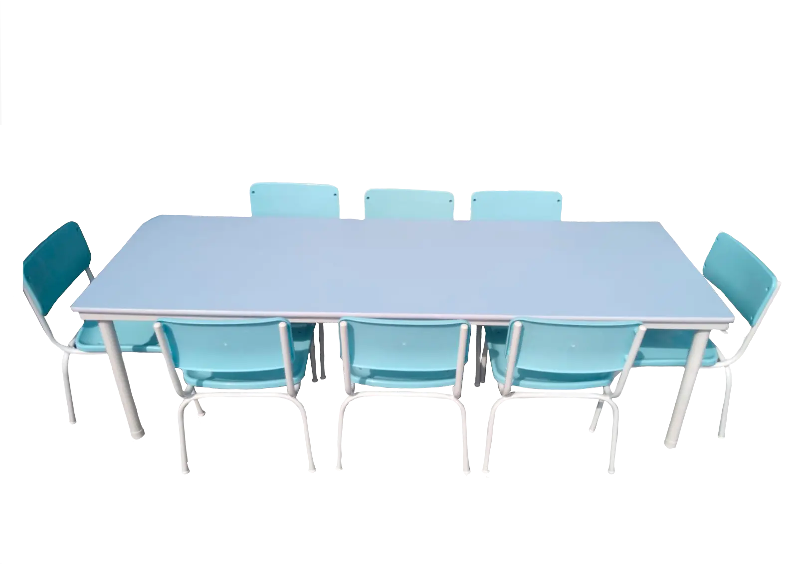 Conjunto Refeitorio Com Cadeiras Azuis