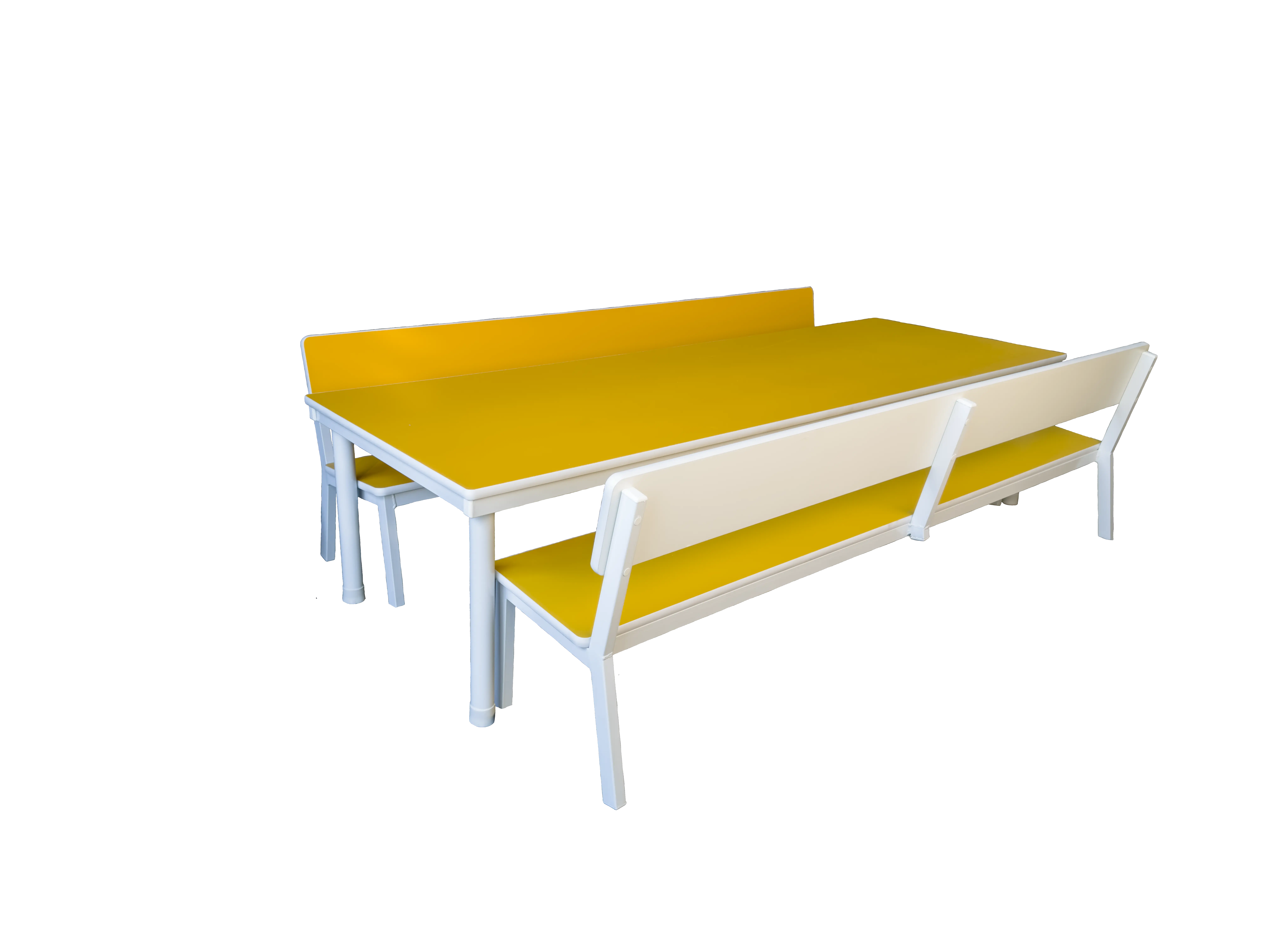 Conjunto Refeitorio Com Encosto Amarelo