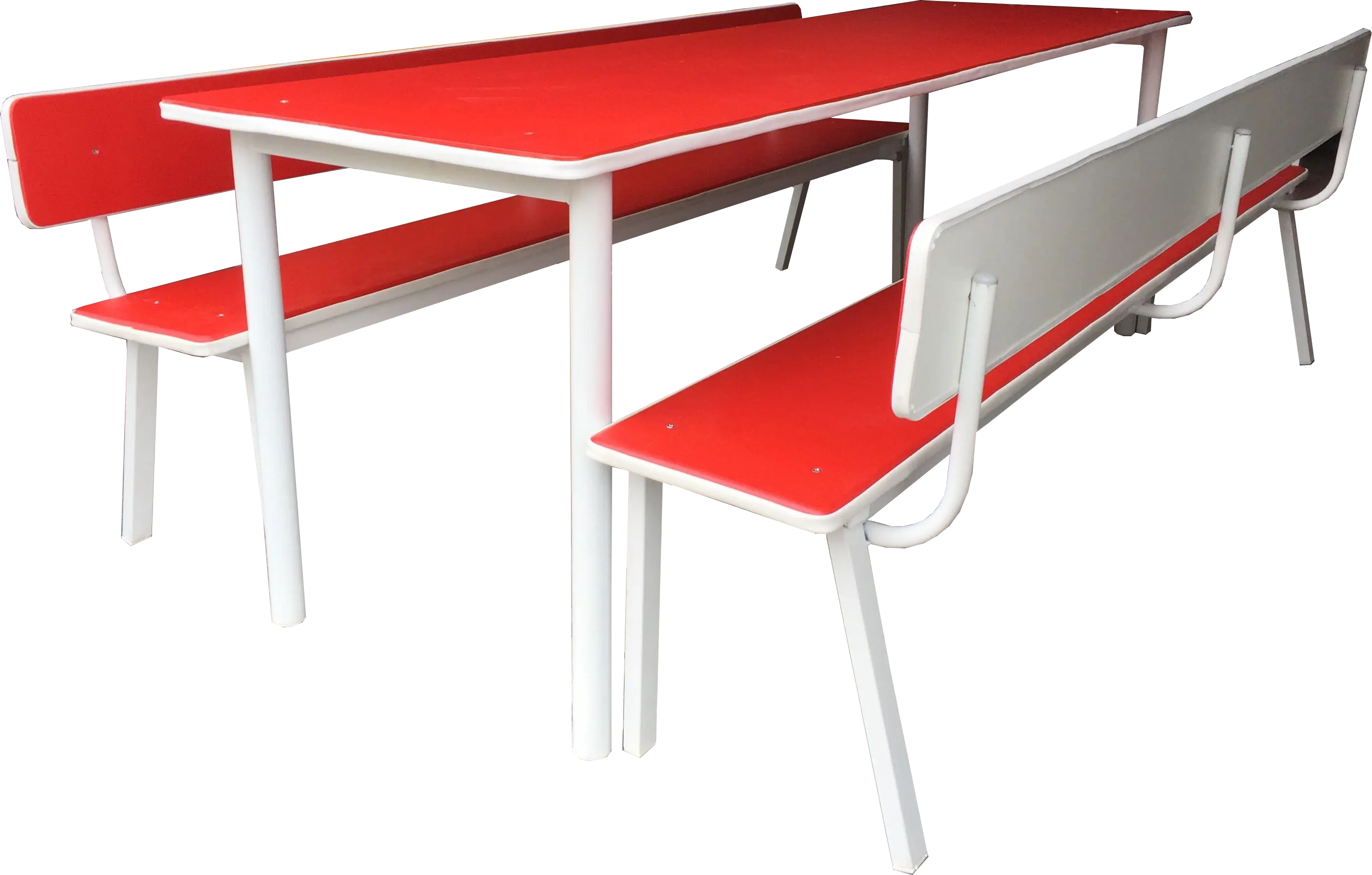 Conjunto Refeitorio Com Encosto Vermelho Modelo 2