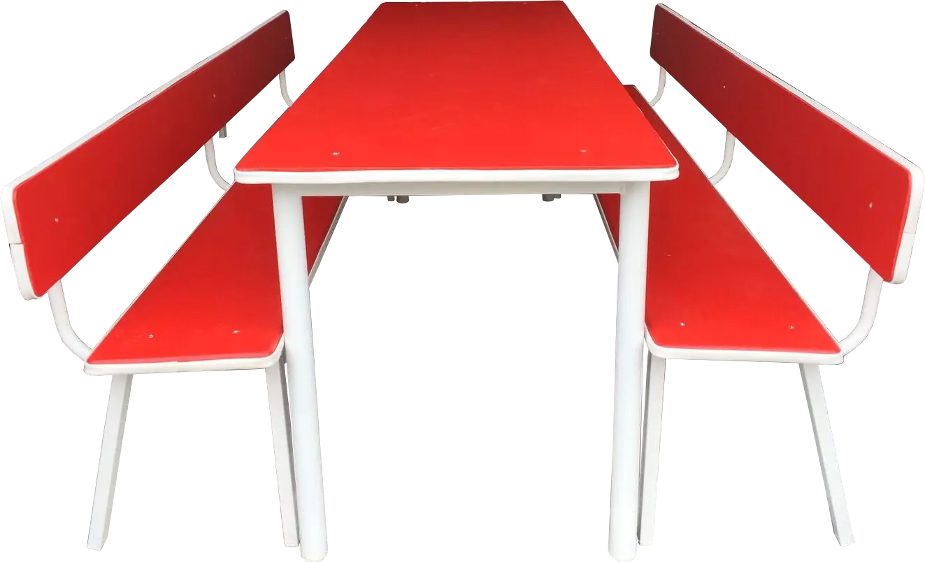 Conjunto Refeitorio Com Encosto Vermelho