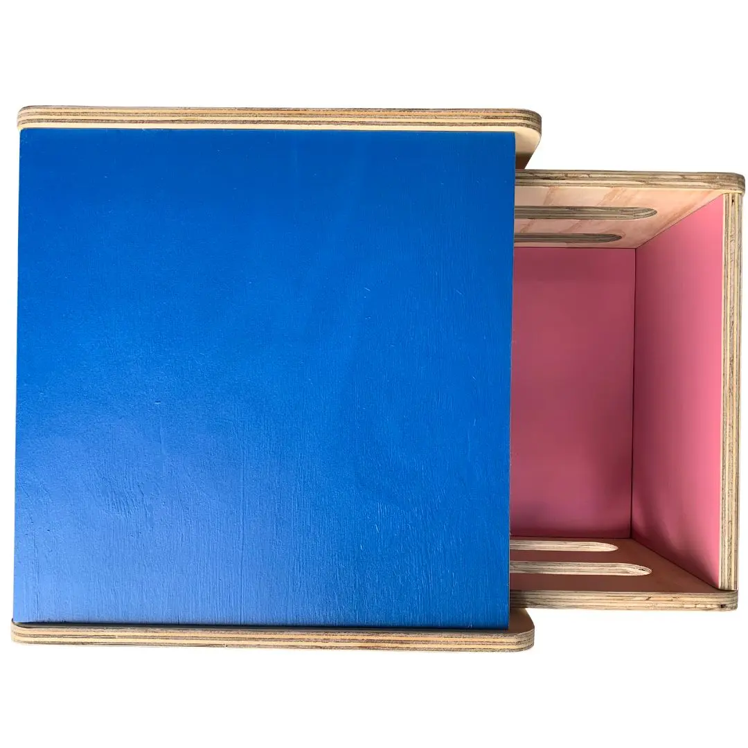 Cubo Montessori Com Tampa Azul E Rosa