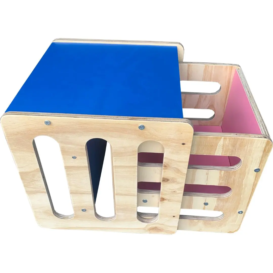 Cubo Montessori Com Tampa Azul Modelo 2