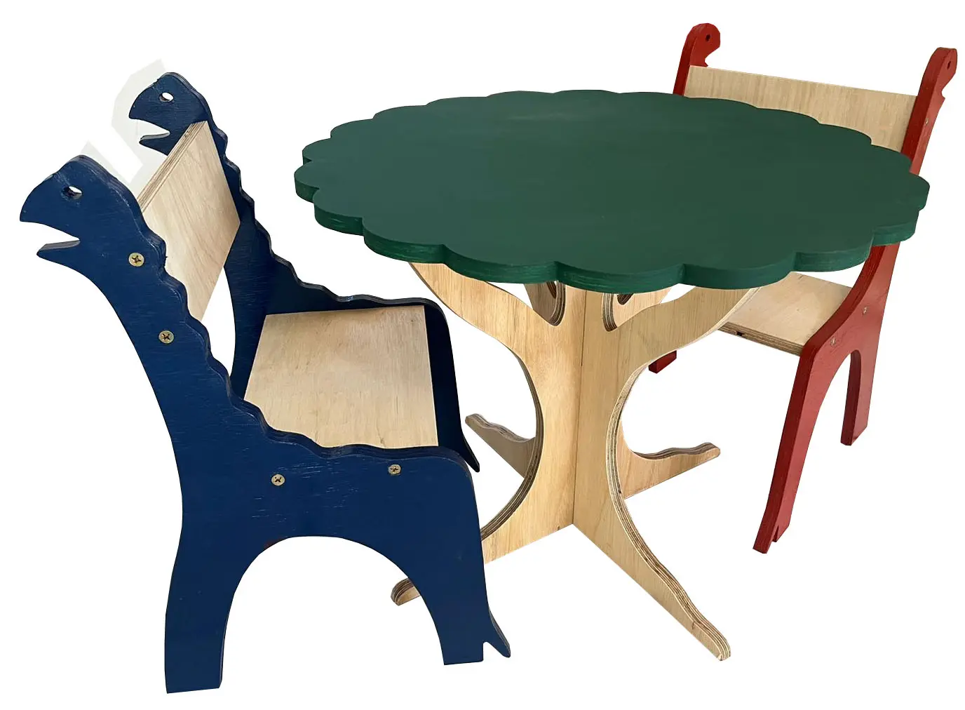 Mesa Montessori Redonda Com 2 Cadeiras Coloridas Modelo 2