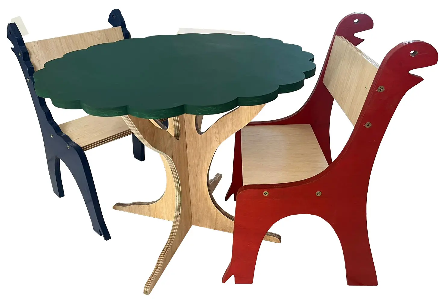 Mesa Montessori Redonda Com 2 Cadeiras Coloridas Modelo 3