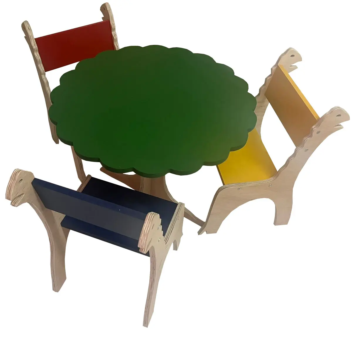 Mesa Montessori Redonda Com 3 Cadeiras Coloridas 2