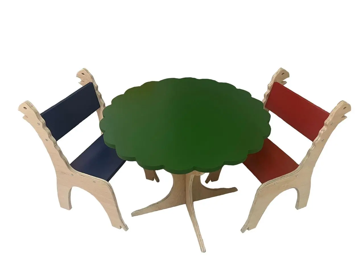 Mesa Montessori Redonda Com Cadeiras Coloridas