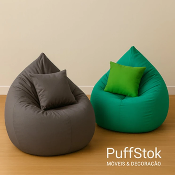 Puff Pera Cinza E Verde
