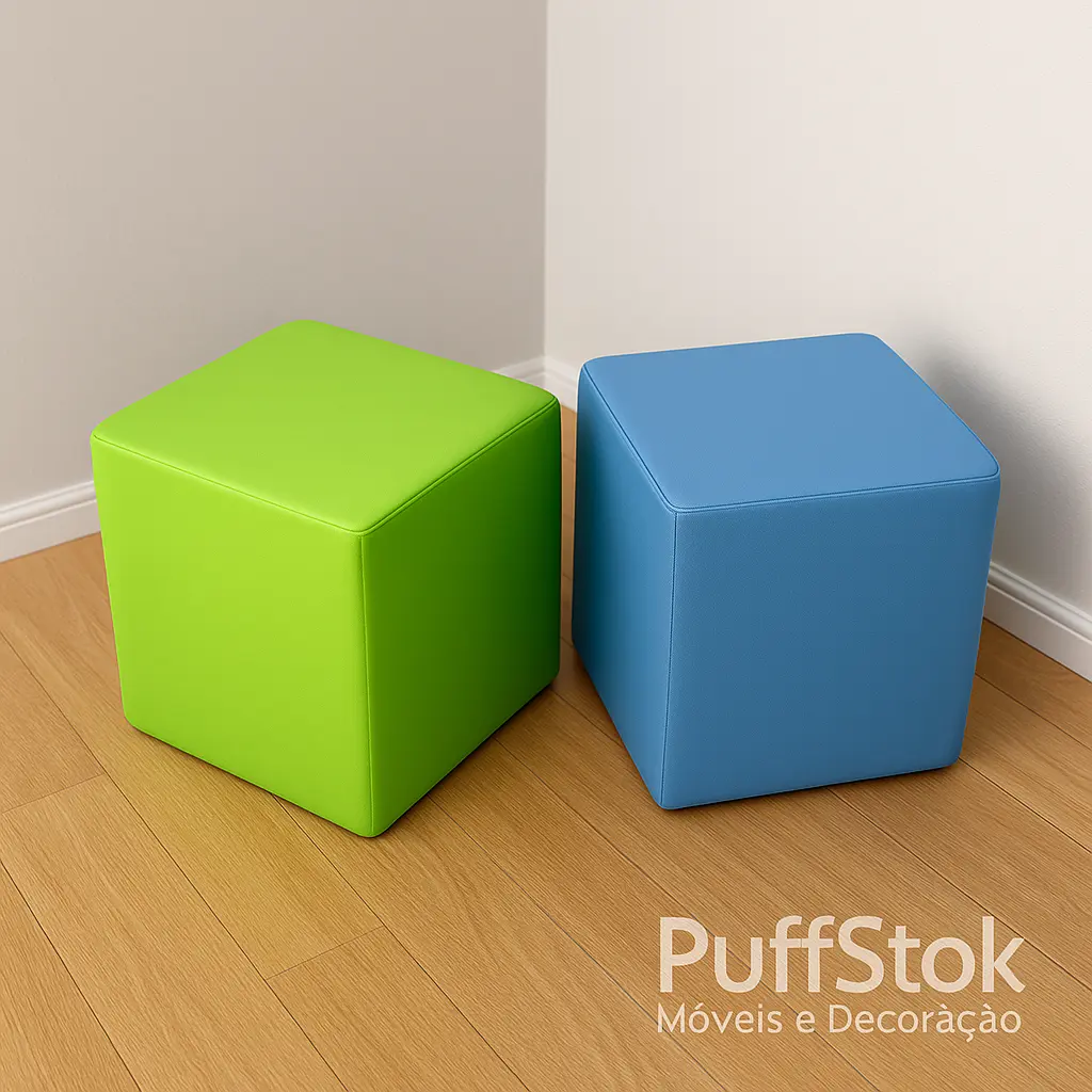 Puff Quadrado Verde Azul