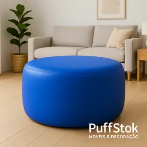 Puff Redondo Azul Grande