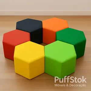 Conjunto de puffs estilo ilha coloridos para sala moderna - Feito por Fabricante de Pufe de Qualidade