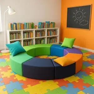 Puff Ilha Colorido PuffStok com módulos modernos e confortáveis para recepção