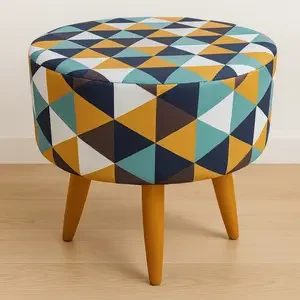Puffs Direto da Fábrica em São Paulo pé palito geométrico colorido, e pés de madeira clara, entrega para todo Brasil