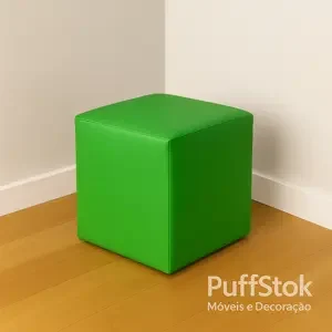 Puff estofado quadrado verde Direto da Fábrica e Puffs com entrega para todo Brasil