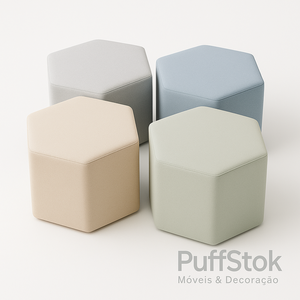 Puffs decorativos em cores leves e suaves - PuffStok