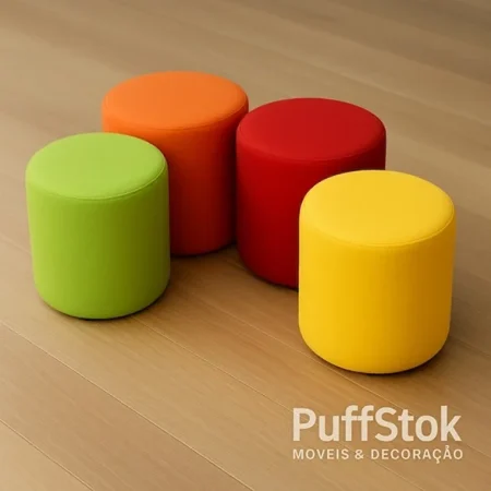 Puff Personalizado Coloridos PuffStok – puff redondo em várias cores modernas para decoração confortável e sofisticada