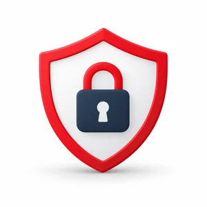 Política de Privacidade -Escudo vermelho com cadeado representando a proteção de dados pessoais.