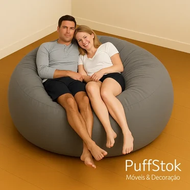 Puff Gigante Cinza Casal
