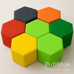 Puff estilo ilha grande e colorido para decoração - PuffStok
