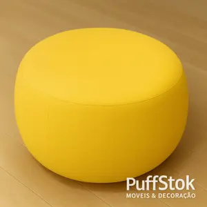 Fábrica de puff redondo Amarelo da PuffStok em estofado moderno e confortável para decoração