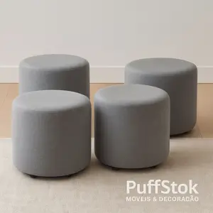 puff redondo em são paulo cinza moderno e confortável para sala ou quarto